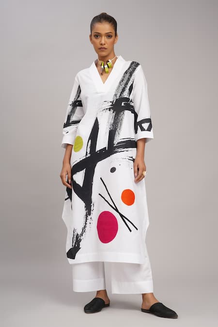 Taika By Poonam Bhagat Printed Linen Tunic & Pant Set 