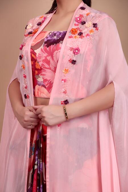 Nidhi Kejriwal_Multi Color Georgette Sequins Multicolor Floral Indo-western Set _Online_at_Aza_Fashions