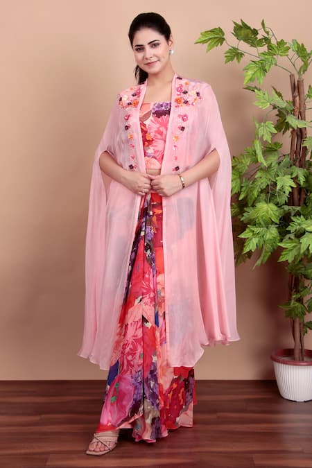 Nidhi Kejriwal Multi Color Georgette Sequins Multicolor Floral Indo-western Set 