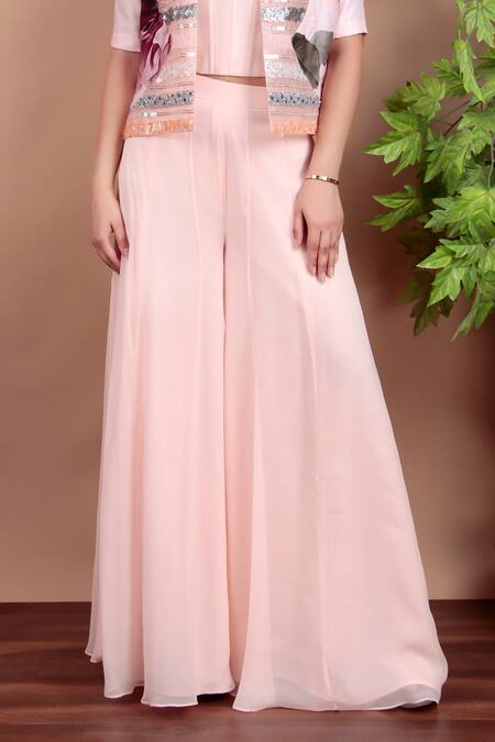 Nidhi Kejriwal Pink Georgette, Modal, Satin, Chanderi Sequins Blush Indo-western Dress Set Online at Aza Fashions Nidhi Kejriwal_Pink Georgette, Modal, Satin, Chanderi Sequins Blush Indo-western Dress Set _Online_at_Aza_Fashions