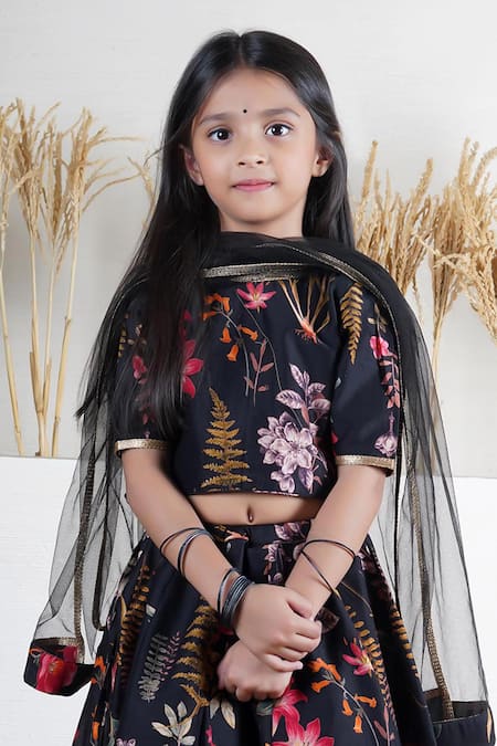 Mamma Plz_Black Chanderi Handwoven Lehenga Set _Online_at_Aza_Fashions