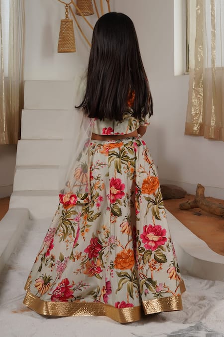 Mamma Plz Floral Handwoven Chanderi Lehenga Set 