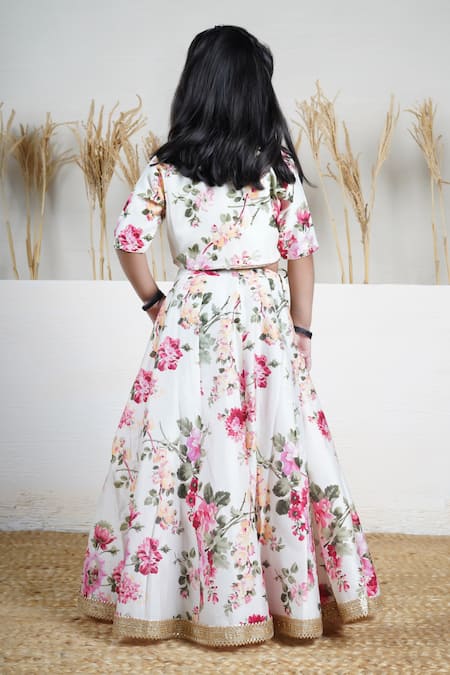 Mamma Plz Floral Ivory Lehenga Jacket Set 