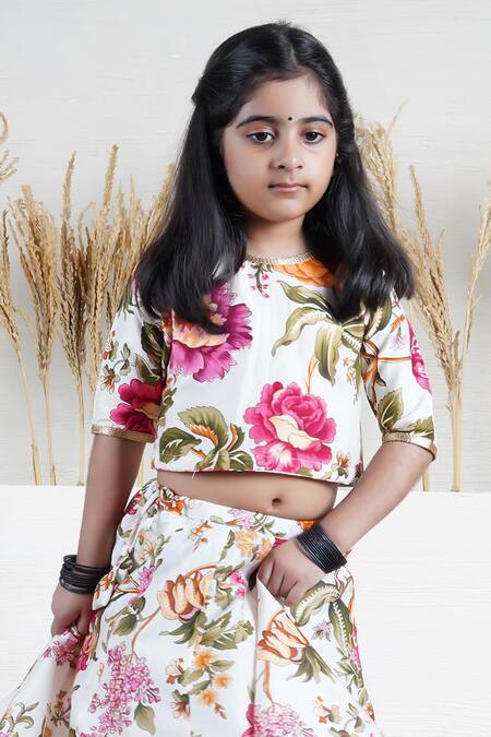 Mamma Plz_Ivory Chanderi Zari Floral Lehenga Choli Set _Online_at_Aza_Fashions