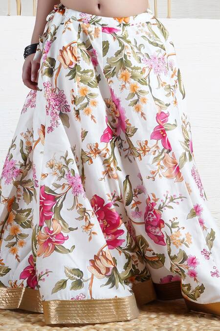 Shop_Mamma Plz_Ivory Chanderi Zari Floral Lehenga Choli Set _Online_at_Aza_Fashions