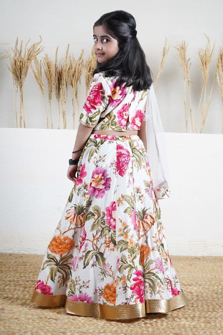 Mamma Plz Ivory Floral Lehenga Choli Set 