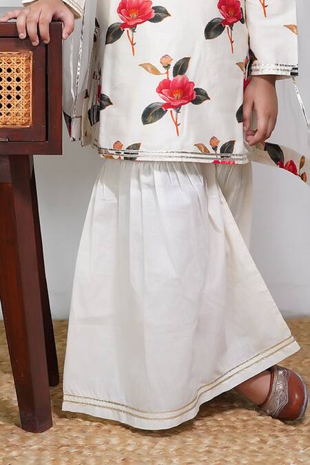 Buy Mamma Plz Ivory Chanderi, Cotton Floral Sharara Set Online at Aza Fashions Buy_Mamma Plz_Ivory Chanderi, Cotton Floral Sharara Set _Online_at_Aza_Fashions