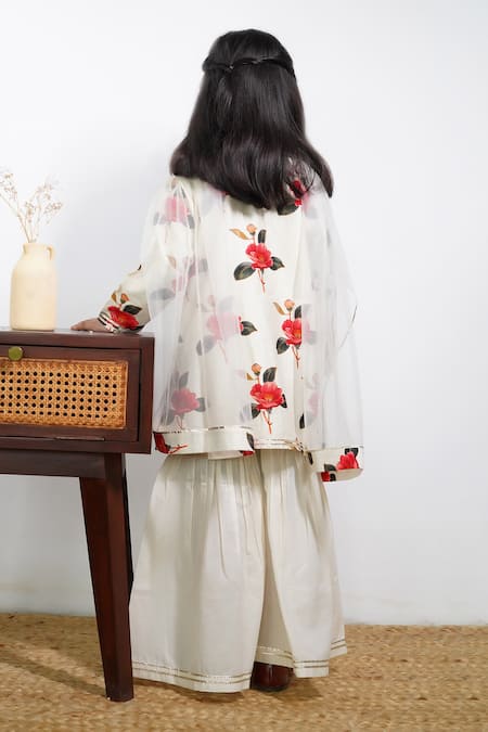 Mamma Plz Ivory Floral Sharara Set 