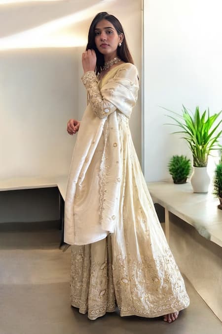 Label Lila Designer Ivory Anarkali Set 