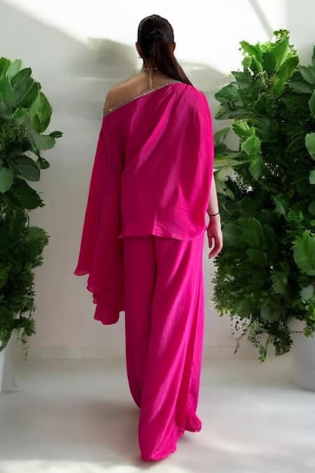Label Lila Hot Pink Cape Top & Pant Set 