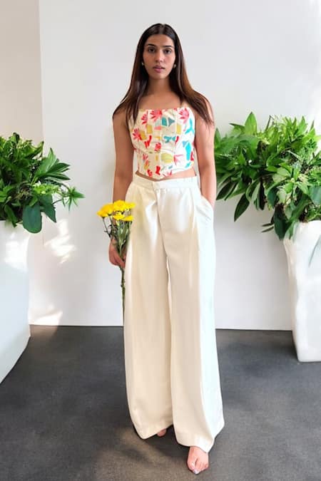 Label Lila Floral Corset & White Pant Set 