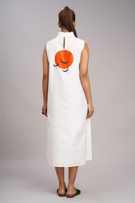 Taika By Poonam Bhagat Ivory Chanderi Polka Grid Dress