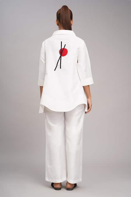 Taika By Poonam Bhagat Ivory Embroidered Top with Colorful Dots