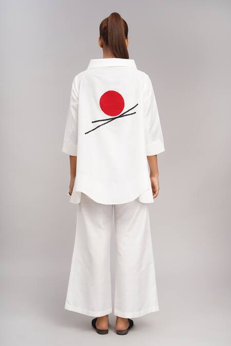 Taika By Poonam Bhagat Ivory Embroidered Top & Pant Set