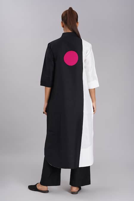 Taika By Poonam Bhagat Black & White Embroidered Tunic & Pant Set