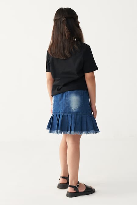 Three Floral Applique Black T-Shirt 