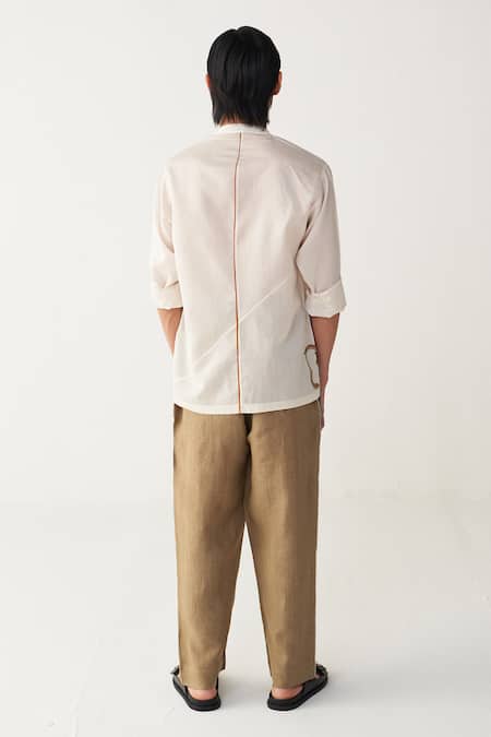 Three Floral Rope Embroidered Shirt & Pant Set 