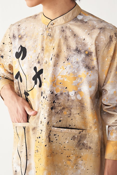 Three_Multi Color Poplin Embroidery Painter Poppy Applique Shirt _at_Aza_Fashions