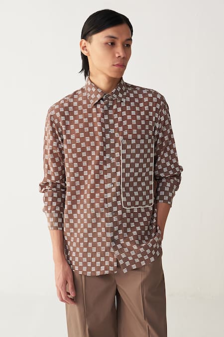 Three All Over Brick Print Shirt 