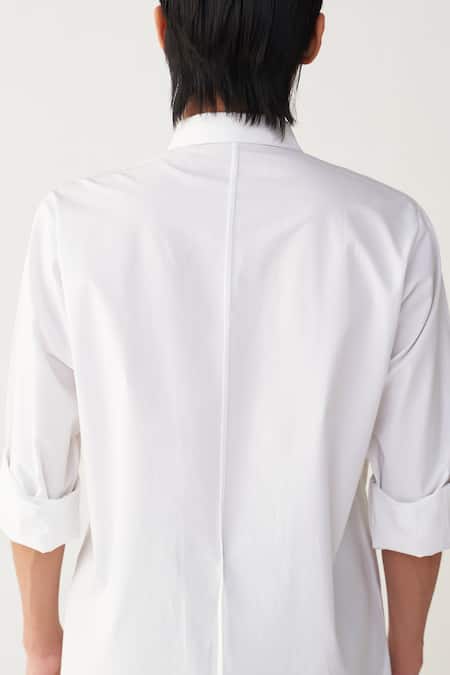 Shop_Three_White Poplin Multi Panel Shirt _Online_at_Aza_Fashions