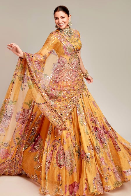 Mahima Mahajan Floral Mirror Embroidered Lehenga Set 