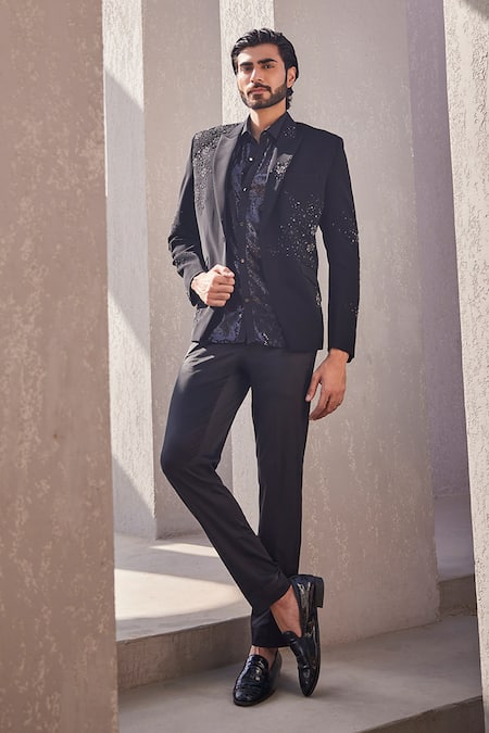 YAJY by Aditya Jain Black Frost Tuxedo Set 