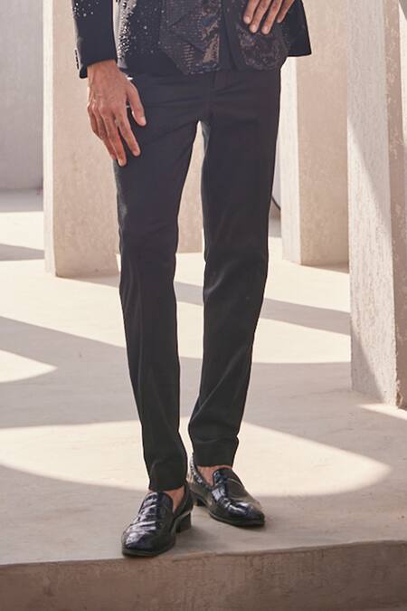 Yajy By Aditya Jain_Black Sequins Whispers Of Winter Tuxedo Set _Online_at_Aza_Fashions