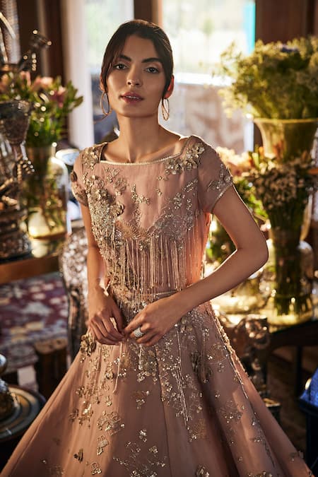 Sahil Kochhar Designer Pink Organza Gown 