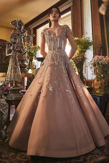 Sahil Kochhar Designer Pink Organza Gown 