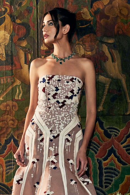 Sahil Kochhar Designer Pink Organza Gown 