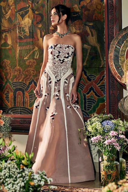 Sahil Kochhar Designer Pink Organza Gown 