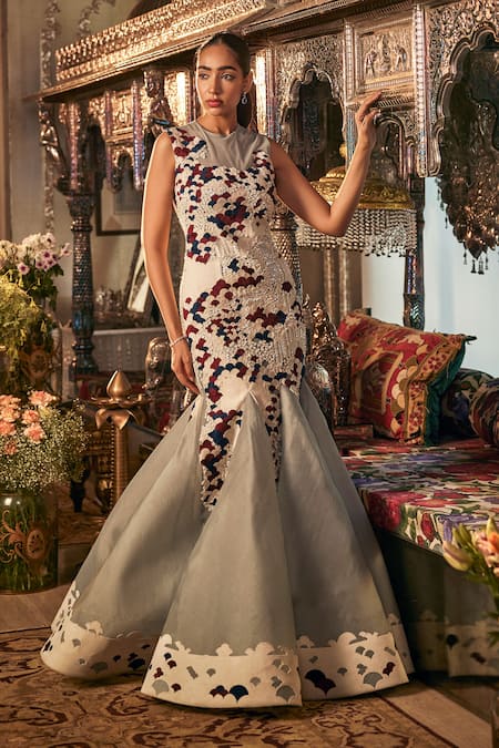 Sahil Kochhar Anisa Designer Grey Gown 