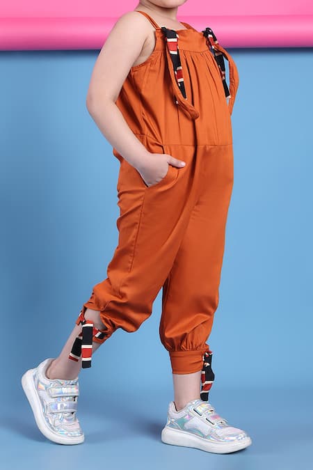 Buy_Petite Pomme_Orange Cotton Designer Jumpsuit For Girls _Online_at_Aza_Fashions
