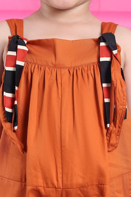 Shop_Petite Pomme_Orange Cotton Designer Jumpsuit For Girls _Online_at_Aza_Fashions
