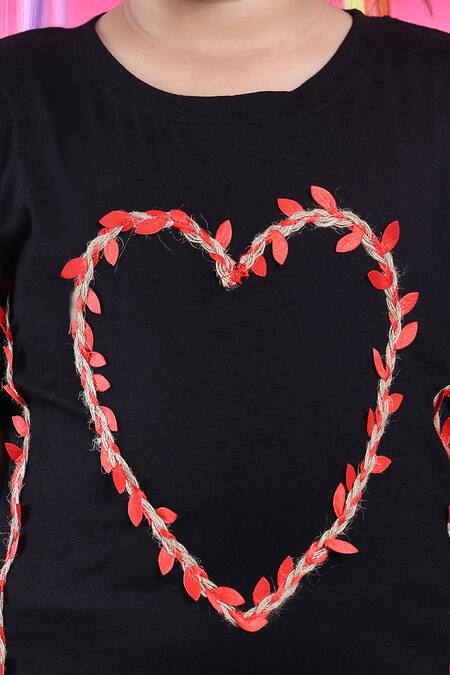 Shop_Petite Pomme_Black Viscose Embroidery Heart Dress _Online_at_Aza_Fashions