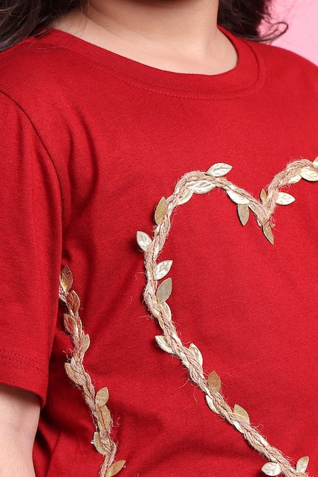 Shop_Petite Pomme_Red Viscose Embroidery Heart Embellished Dress _Online_at_Aza_Fashions