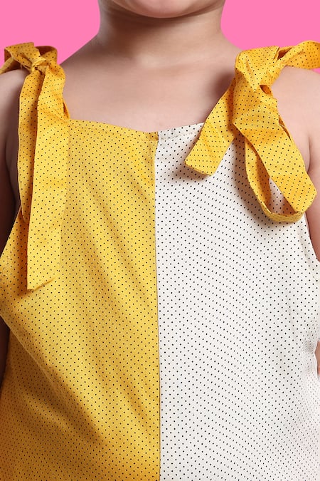 Petite Pomme_Yellow Cotton And Cream Designer Jumpsuit _at_Aza_Fashions