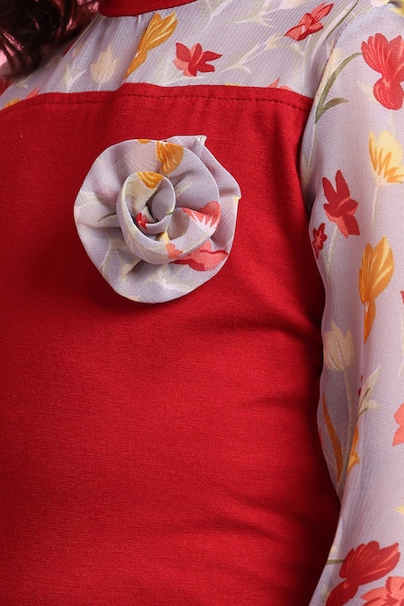 Shop_Petite Pomme_Red Viscose Designer Dress For Girls _Online_at_Aza_Fashions