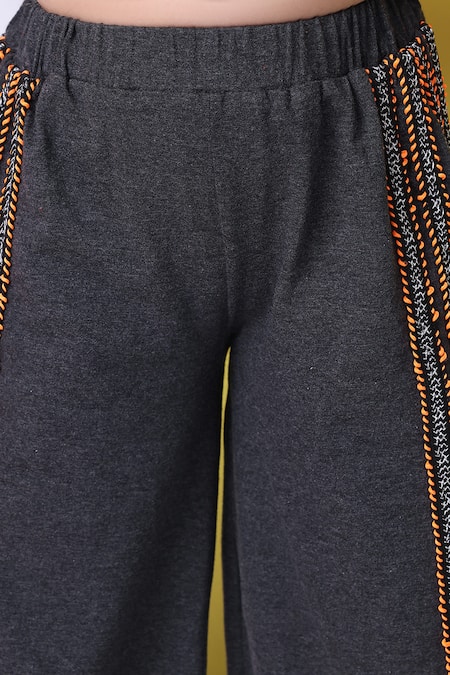 Petite Pomme_Orange Cotton Top And Melange Grey Joggers Set _at_Aza_Fashions