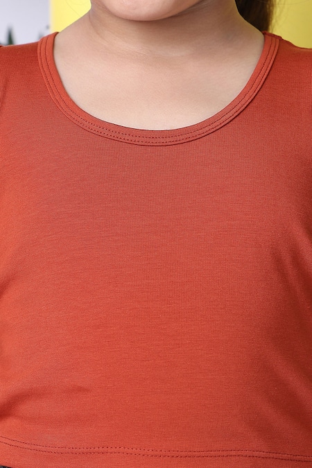 Buy_Petite Pomme_Orange Cotton Top And Melange Grey Joggers Set 