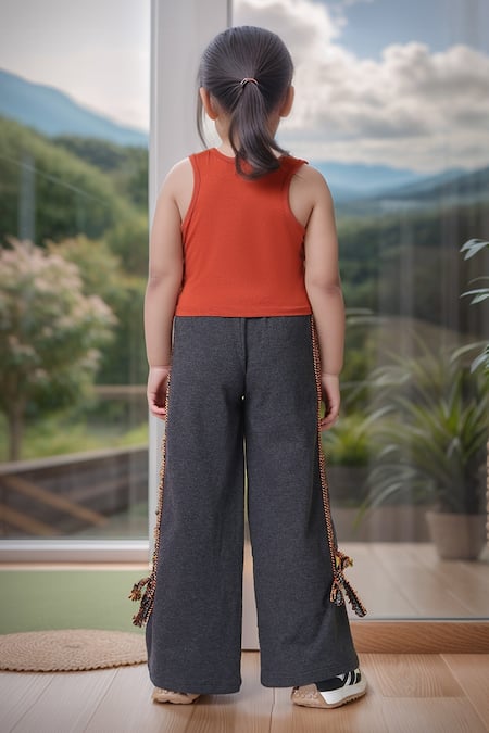 Petite Pomme Orange Top & Melange Grey Joggers Set 