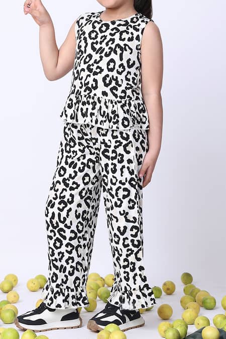 Shop_Petite Pomme_Black Viscose Leopard Print Top And Pant Set _Online_at_Aza_Fashions