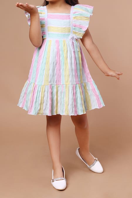 Petite Pomme_Multi Color Cotton Stripes Dress _Online_at_Aza_Fashions