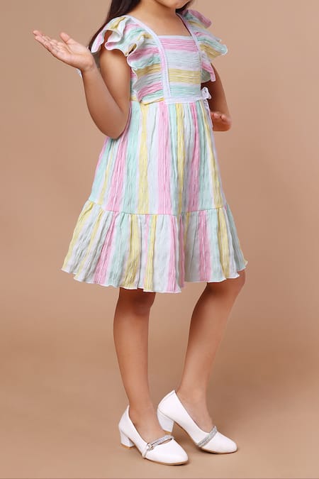 Buy_Petite Pomme_Multi Color Cotton Stripes Dress _Online_at_Aza_Fashions