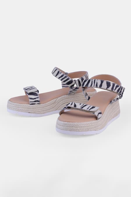 Heel Your Sole Teddy Black & White Wedges 