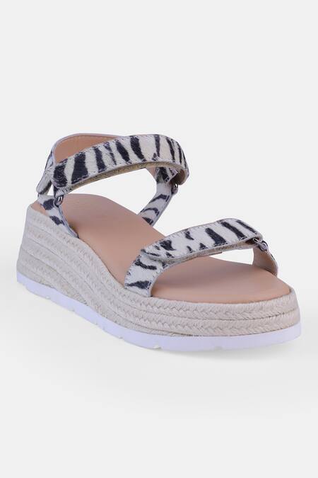 Buy_Heel Your Sole_Black Teddy And White Wedges 