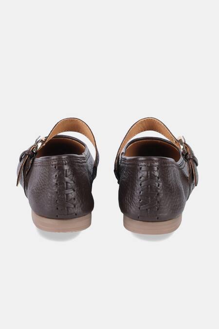 Heel Your Sole_Brown Buckles Genuine Leather Mules_at_Aza_Fashions