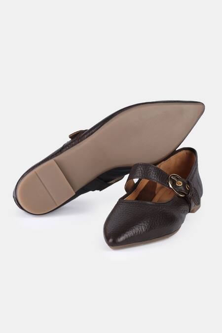 Buy_Heel Your Sole_Brown Buckles Genuine Leather Mules