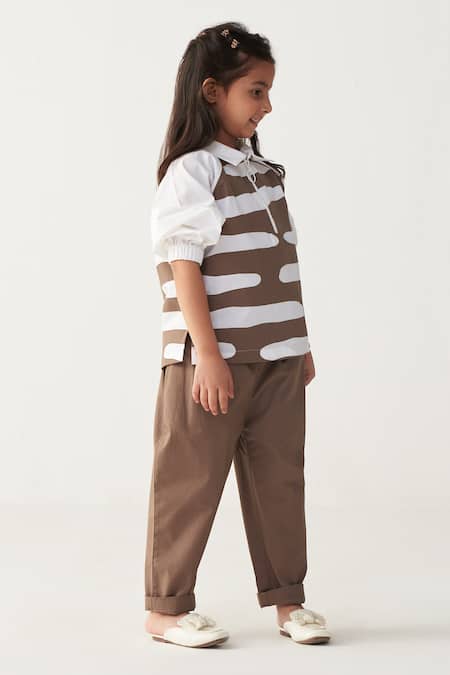 Three_White Poplin Applique Abstract Top _Online_at_Aza_Fashions