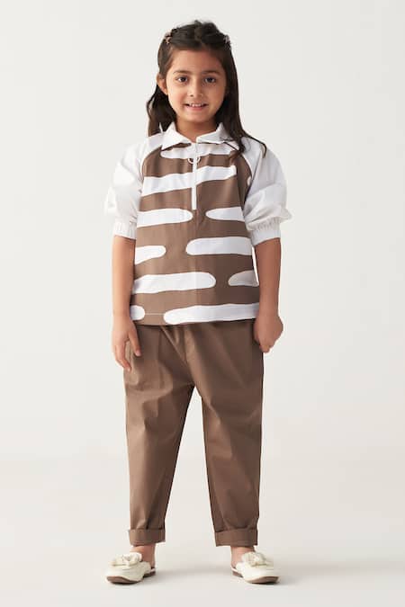 Buy_Three_White Poplin Applique Abstract Top _Online_at_Aza_Fashions